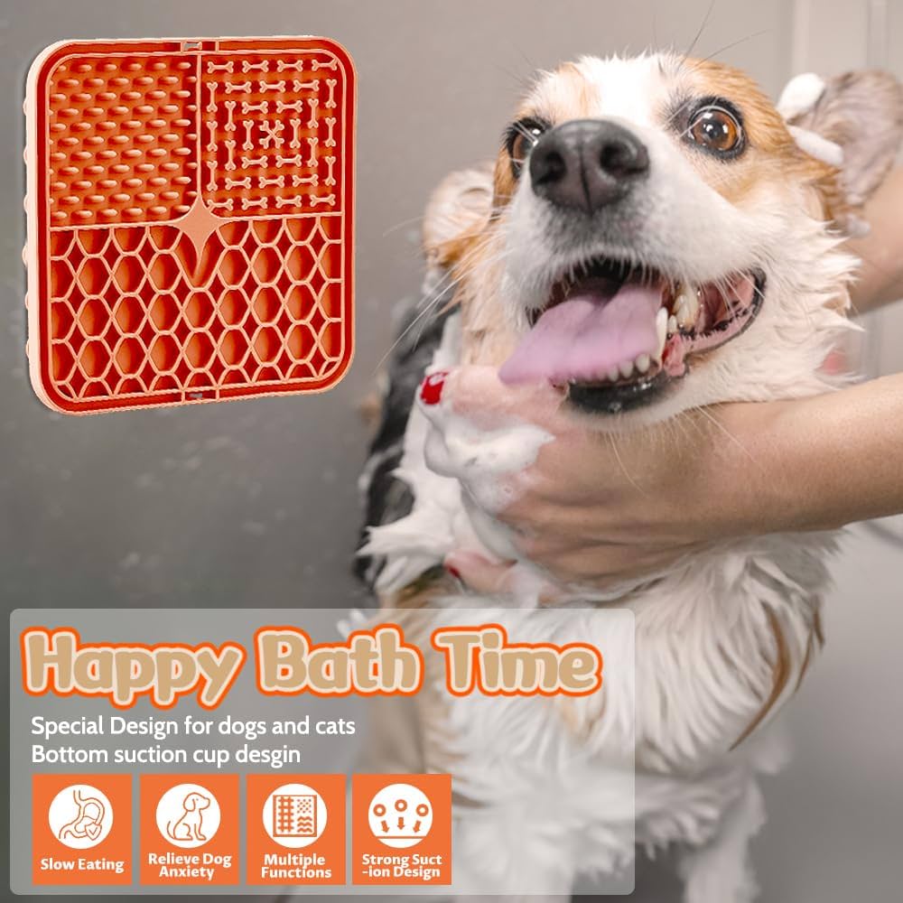 Lot de 4 Tapis à Lécher Chien – Lick Mat Antidérapant avec Ventouses, Anti-Stress, Alimentation Lente, Bain et Dressage + Outil de Nettoyage Just Animal