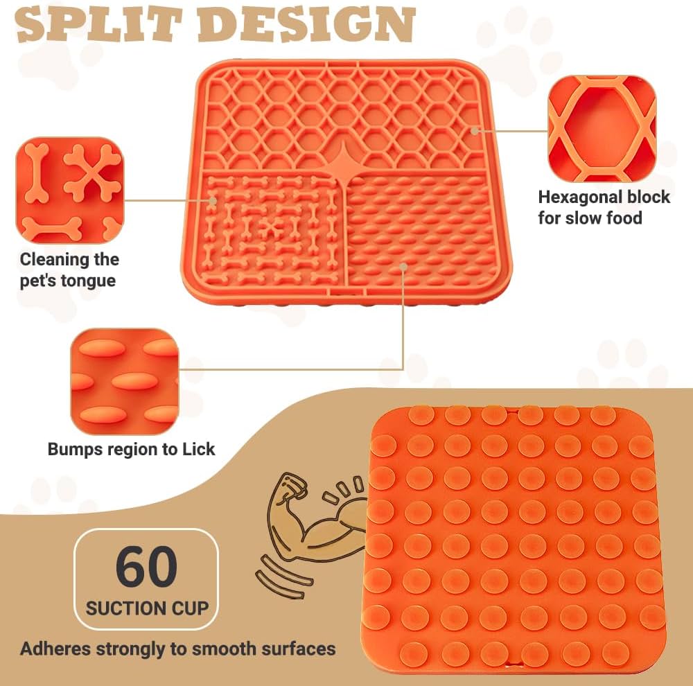 Lot de 4 Tapis à Lécher Chien – Lick Mat Antidérapant avec Ventouses, Anti-Stress, Alimentation Lente, Bain et Dressage + Outil de Nettoyage Just Animal