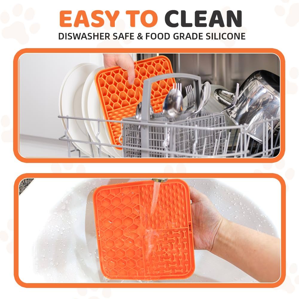 Lot de 4 Tapis à Lécher Chien – Lick Mat Antidérapant avec Ventouses, Anti-Stress, Alimentation Lente, Bain et Dressage + Outil de Nettoyage Just Animal